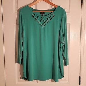 JM Collection 3/4 Sleeve Top 2X